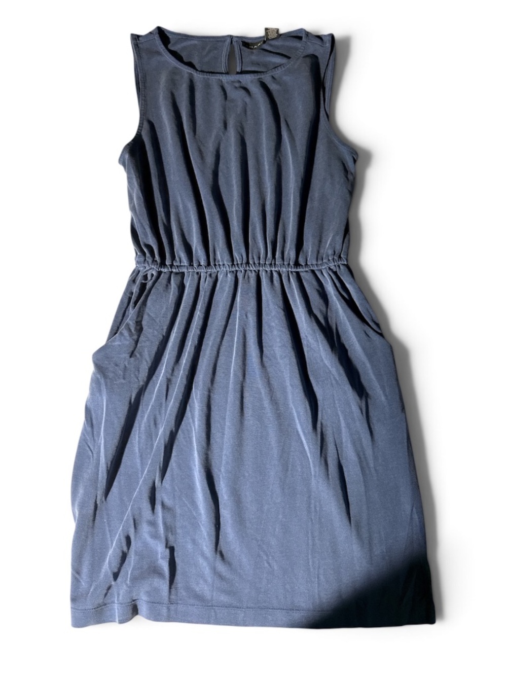 Tahari Blue Sleeveless Fit & Flare Knit Dress with Pockets Size Medium